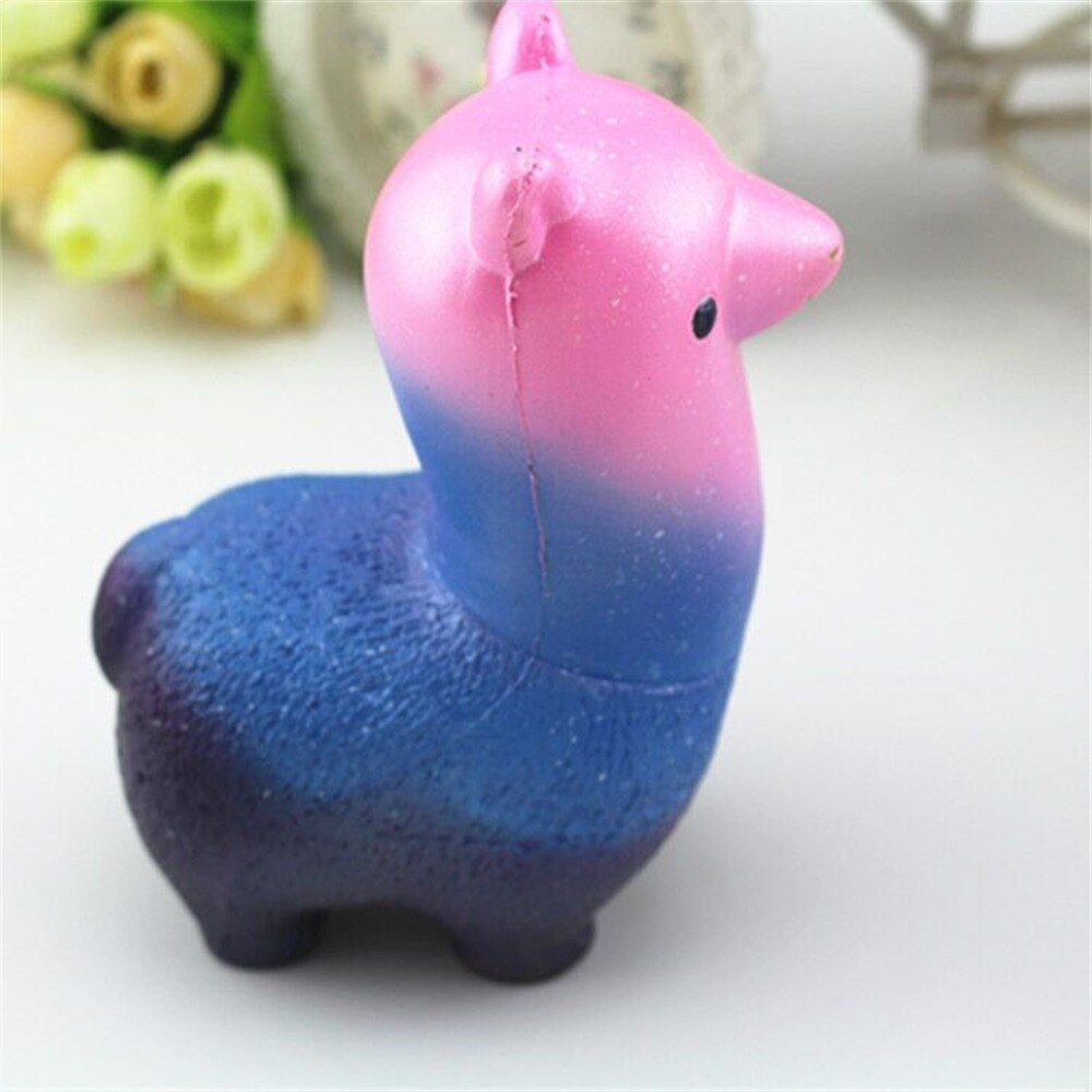 Squishy regnbue alpaca telefonremme langsomt stigende bolle charms legetøj