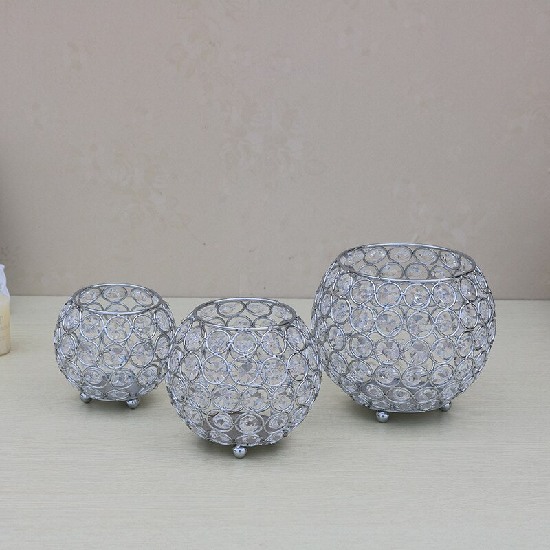 Peandim votive ljushållare silver  k9 kristall ljusstake bröllop bord mittstycken heminredning kontor boll penna kontanier: 3 st en uppsättning
