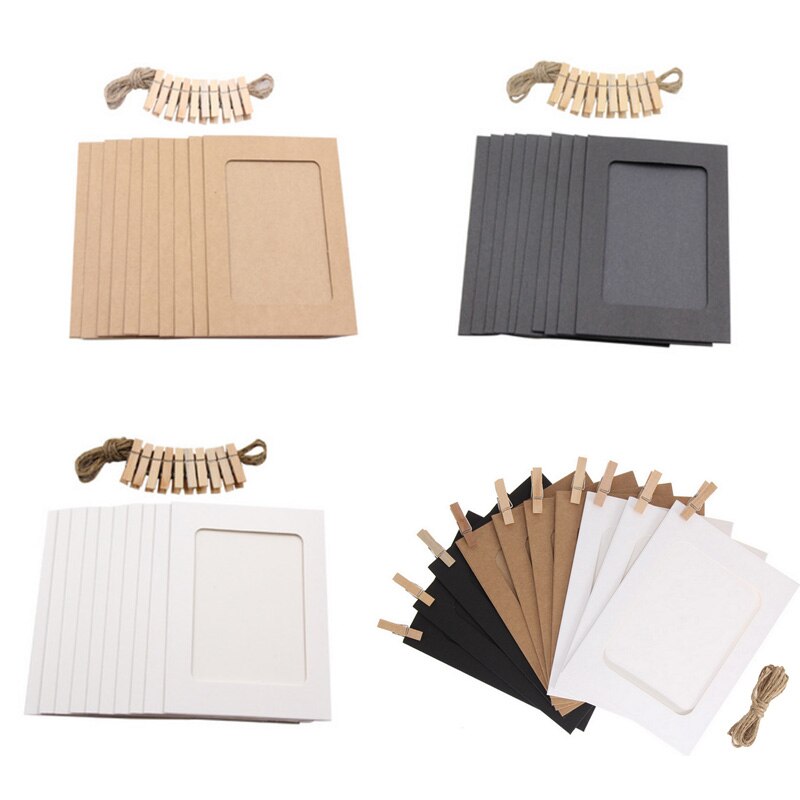 10PCS DIY Fotolijst Houten Clip Papier Houder Foto Muur Decoratie Voor Wedding Baby Shower Birthday Party Photo Booth props