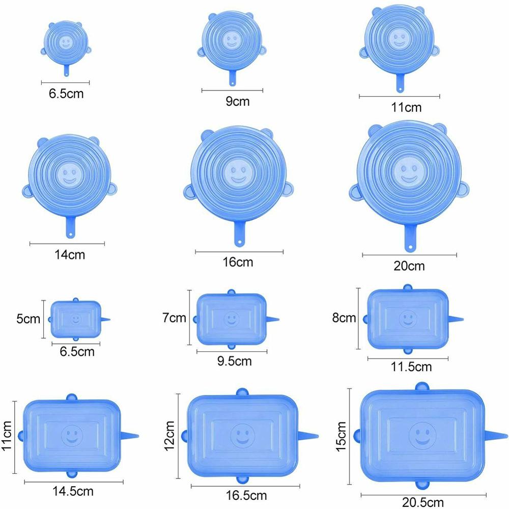 6/12Pcs Silicone Stretch Deksels Universele Deksel Siliconen Kom Pot Deksel Siliconen Cover Pan Koken Voedsel Verse kom Cover