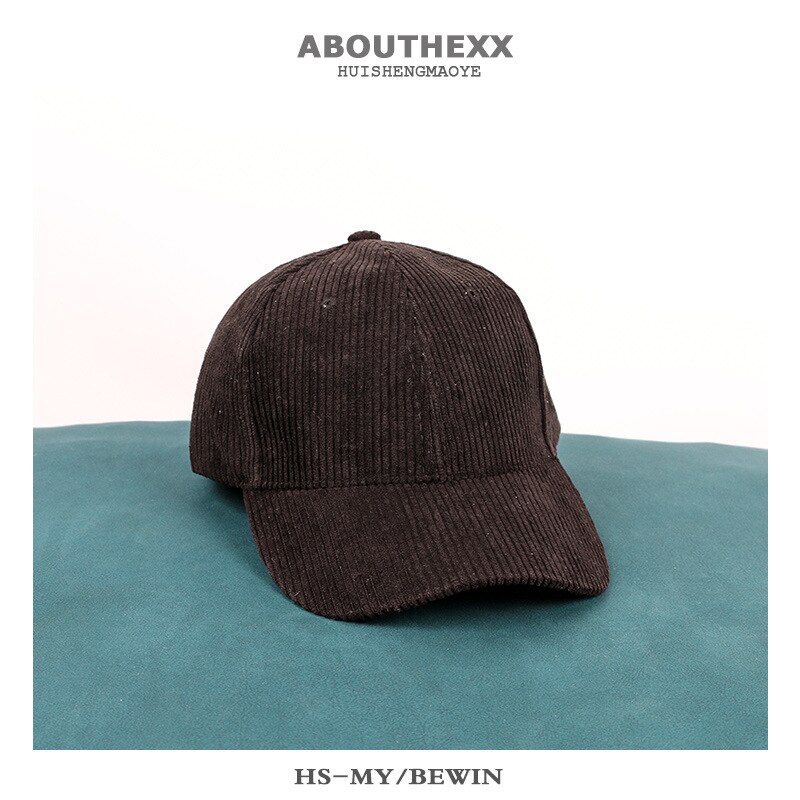 Damen-baseballkappe aus cord für herbst/winter, koreanische version der wild caps lovers, lässiger outdoor-hut mit gebogener krempe, #39: Schwarz