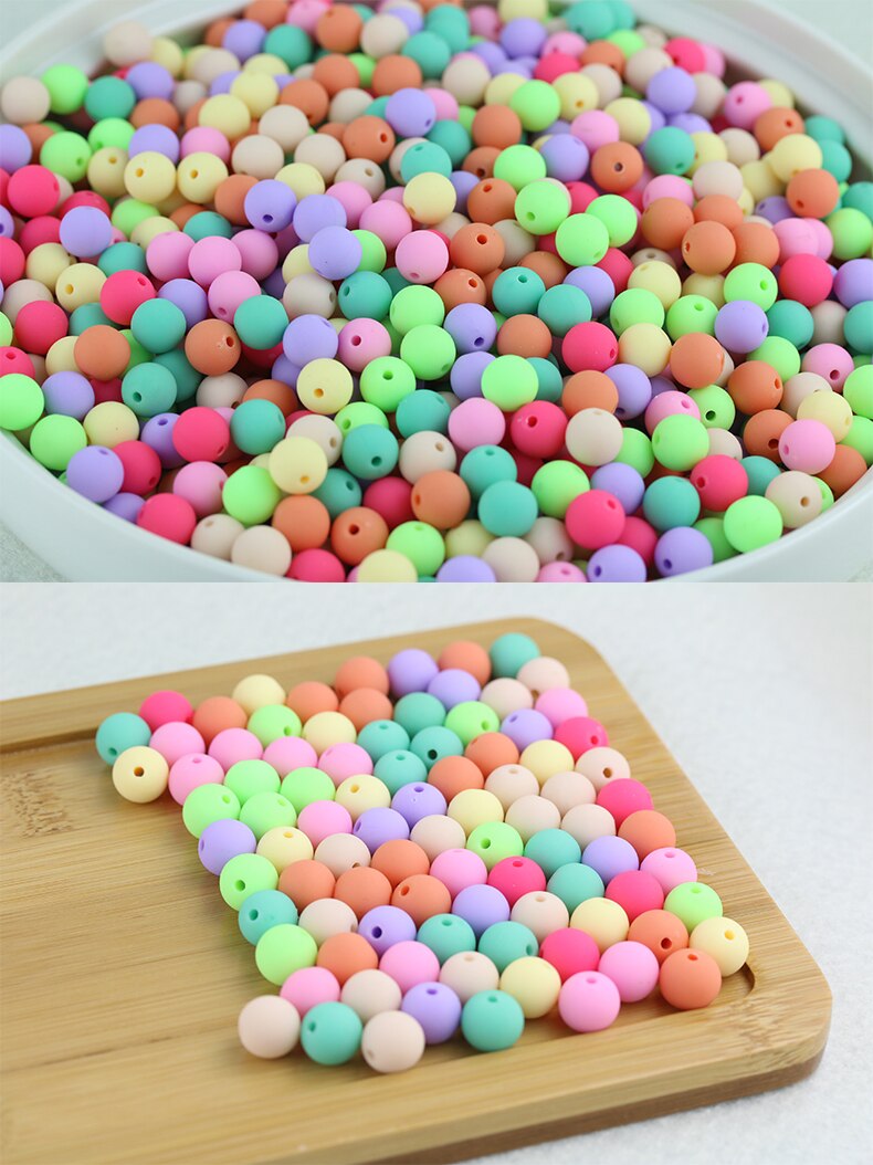 Goede 250 STUKS 6MM Gemengde Candy Color Acryl Rubber Kralen Neon Matte Ronde Spacer Losse Kralen Sieraden Handgemaakte ketting DIY