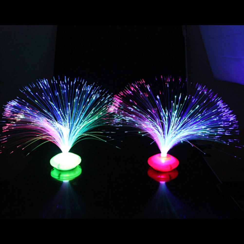 Romantic Color Changing LED Fiber Optic Night Light-Up Toy Lamp Battery Powered Small Light Christmas Party Decor 1Pc