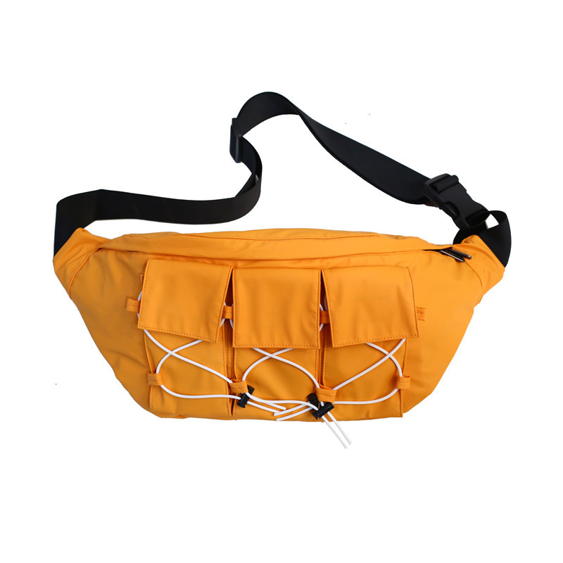 Pochete, bolsa de cintura grande, streetwear, de lona, pacote de peito, moda, hip hop, bolsa transversal de peito, para mensageiro homens: Amarelo