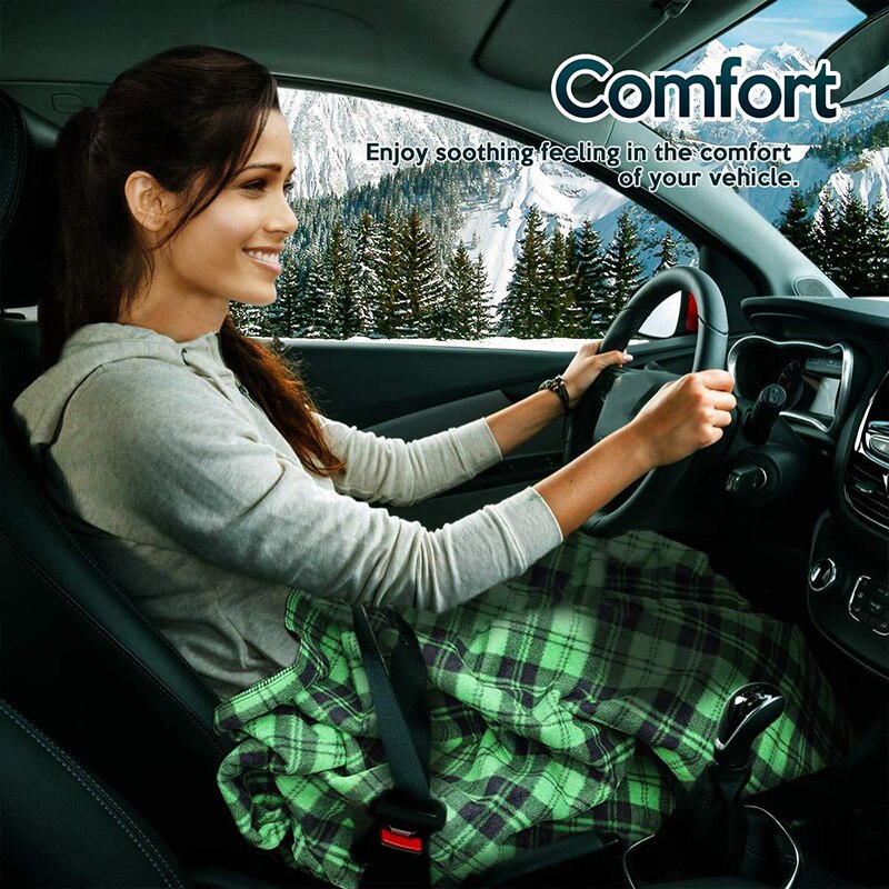 Auto Verwarmde Reizen Deken-Groene Plaid Premium 12V Automotive Comfortabele Verwarming Autostoel Deken Geweldig Voor Koude weath