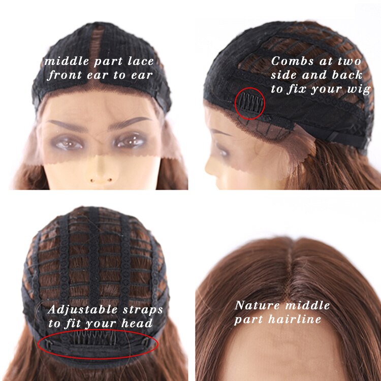 Trendy Middle Part Lace Synthetic Wig for Women High Temperature Fiber Hair X-TRESS 20 Inch Long Ombre Blonde Cosplay Daily Use