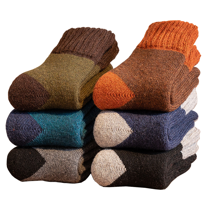 Chaussettes en laine mérinos pour hommes, chaudes, Style rétro, douces, Super épaisses, en éponge, bottes de randonnée, hiver