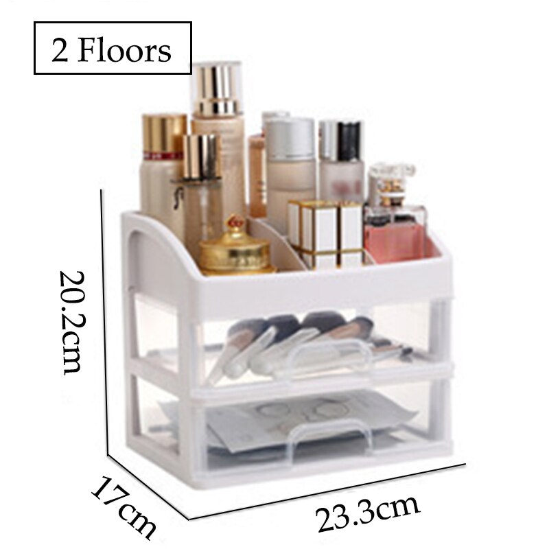 Cosmetic Storage Box Jewelry Container Make Up Case Makeup Brush Holder Transparent Table Drawer Dresser Cosmetic Box 1-3 Floors: m