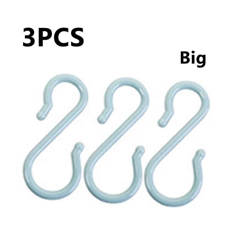 Opbevaring kroge kroge 3 farve opbevaringsartikler s formet plast multifunktion 1 sæt bøjle bøjler kroge til hjemmet forsyninger: Himmelblå stor