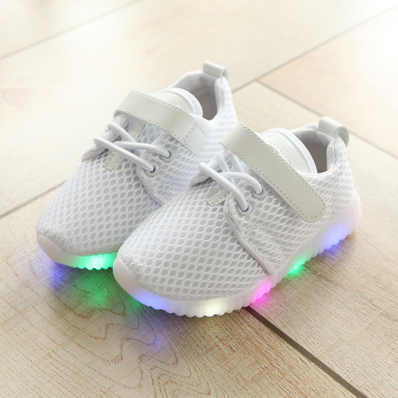 Loozykit Mode Led Kid Sport Schoenen Jongens Meisjes Light Up Sneakers Peuter Baby Lichtgevende Casual Trainers Leuke: white / 25