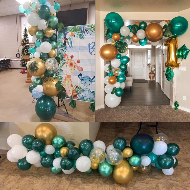 Jungle thema safari groene ballon slinger boog achtergrond palmbladeren klimop slinger neutrale verjaardagsfeest ballonnen benodigdheden