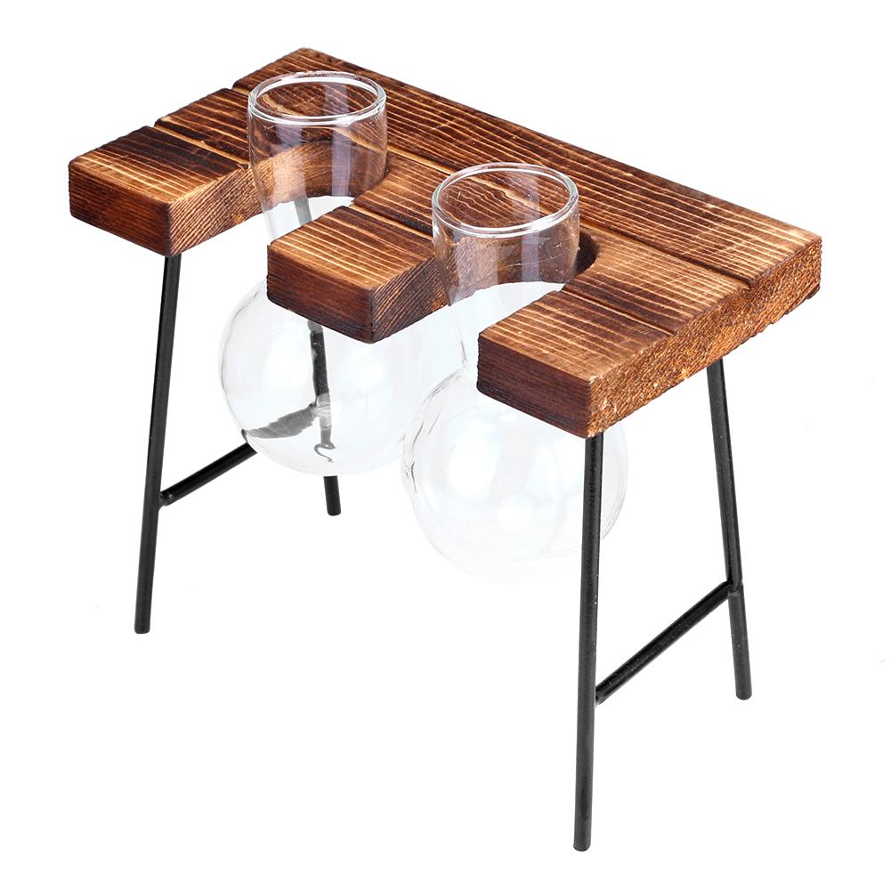 Terrarium hydrocultuur plantenvazen vintage bloempot transparante vaas houten frame glazen tafelplanten huis bonsai decoratie: 5