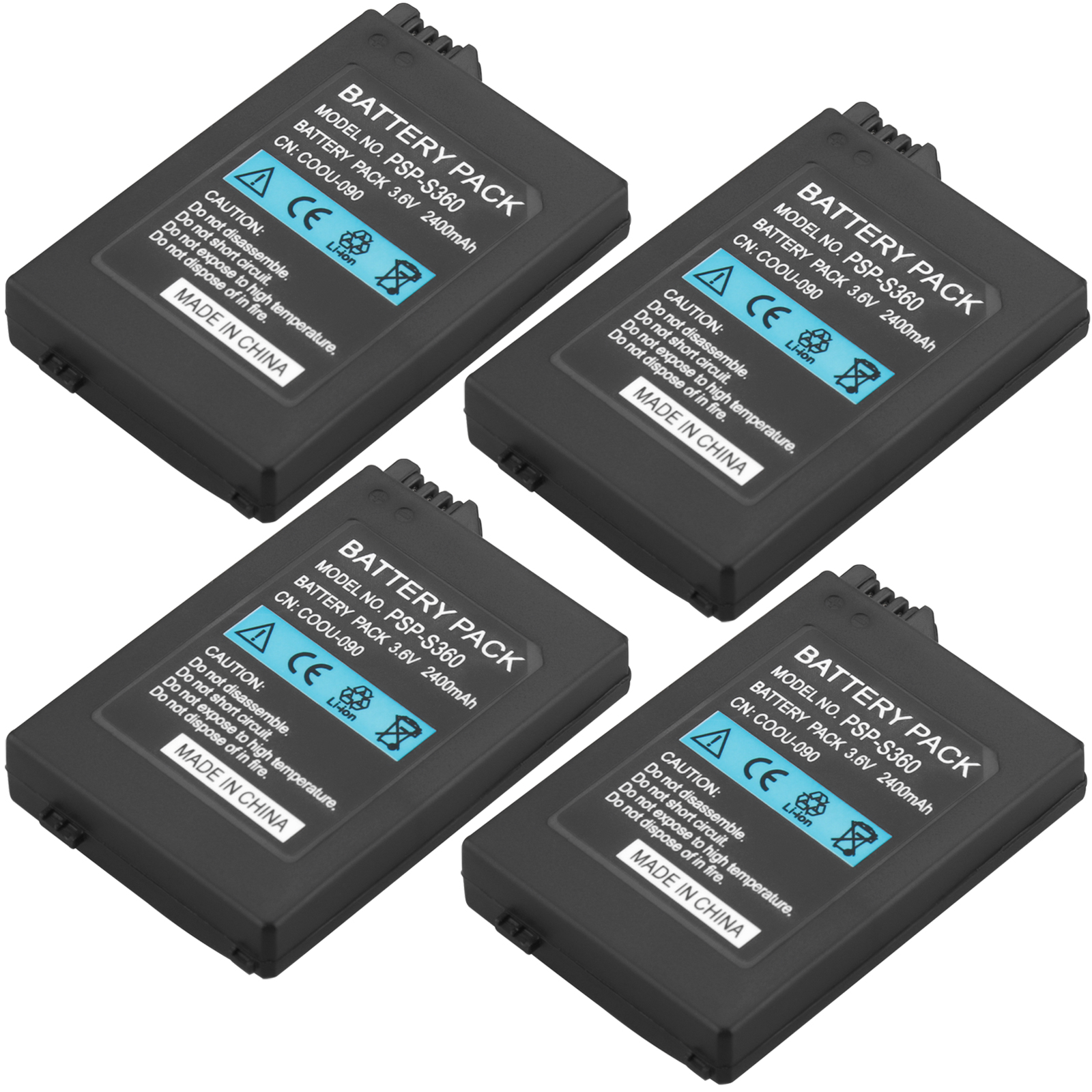 4 pièces 2400mAh PSP-S360 Pour Sony PSP3004 PSP2001 PSP3001 PSP2008 PSP2004 PSP3002 PSP2000 PSP3000 PSP3008 Batterie Pour PlayStation
