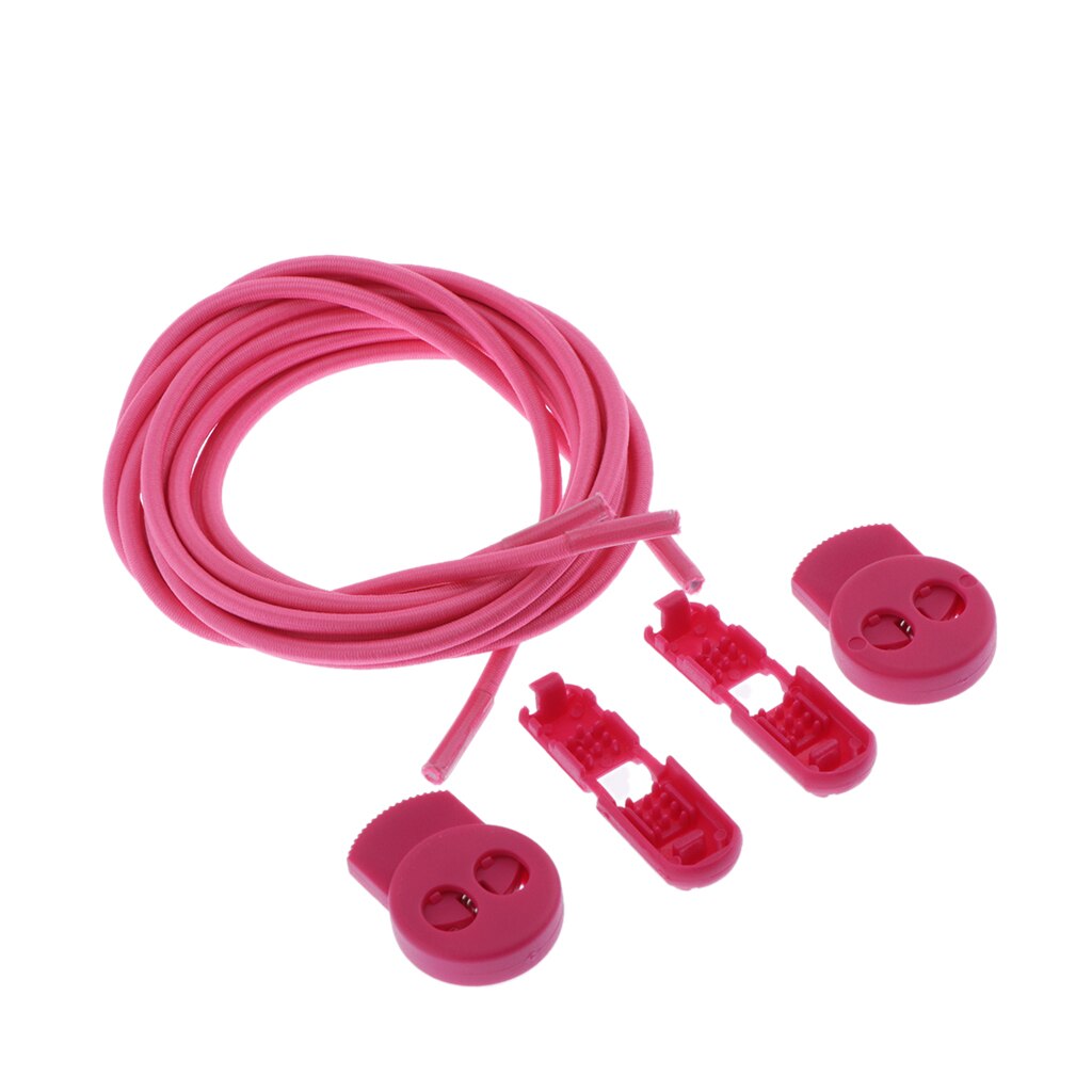 Stretching Lock Lace Elastische Schoenveters Lock Veters Geen Stropdas Triathlon Running Jogging Reflecterende Schoen Kant: Pink