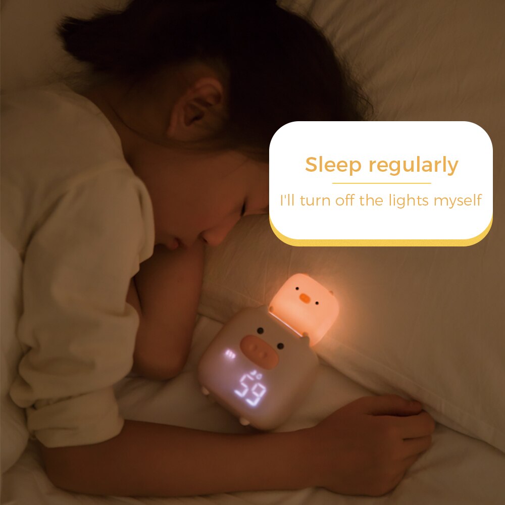 Xiaomi Alarm Clock Night Lamp Voice Control LED Digital Clock Cute Pig Electronic Desk Table Clock Rechargeable For Child Kids