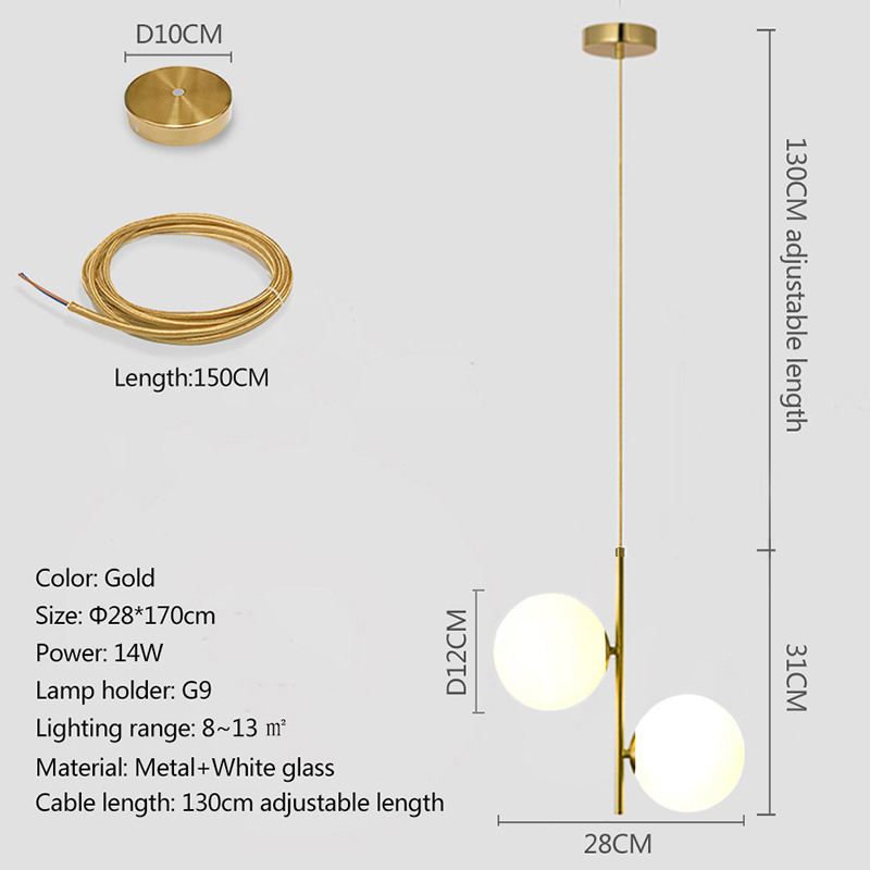 Nordic Glas Ball Anhänger Lichter Spannung 110V 220V Wohnkultur Esszimmer Schlafzimmer Nachttisch Ecke Hängen Lampen für Decke: Warmes Weiß / Brown
