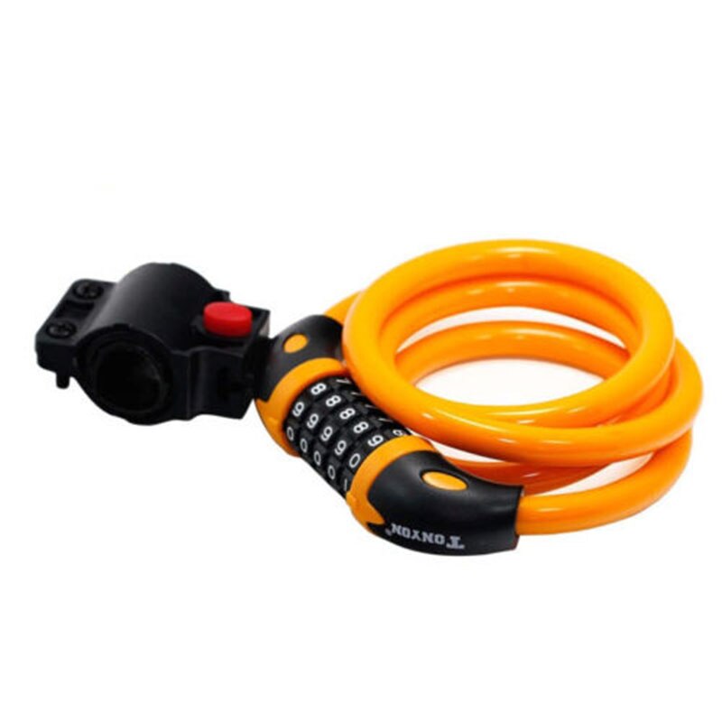 Bike Changeable password Lock 5 Digit Code Combination Bicycle Security Lock 120cm x 12cm Steel Cable Spiral Cycling: Orange