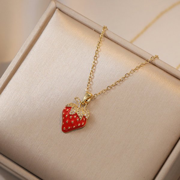 Collar con colgante de tulipán de acero inoxidable ligero de lujo para mujer, cadena de Color dorado, collar de flores, de joyería de la suerte para niñas: Chapado en zinc blanco y azul