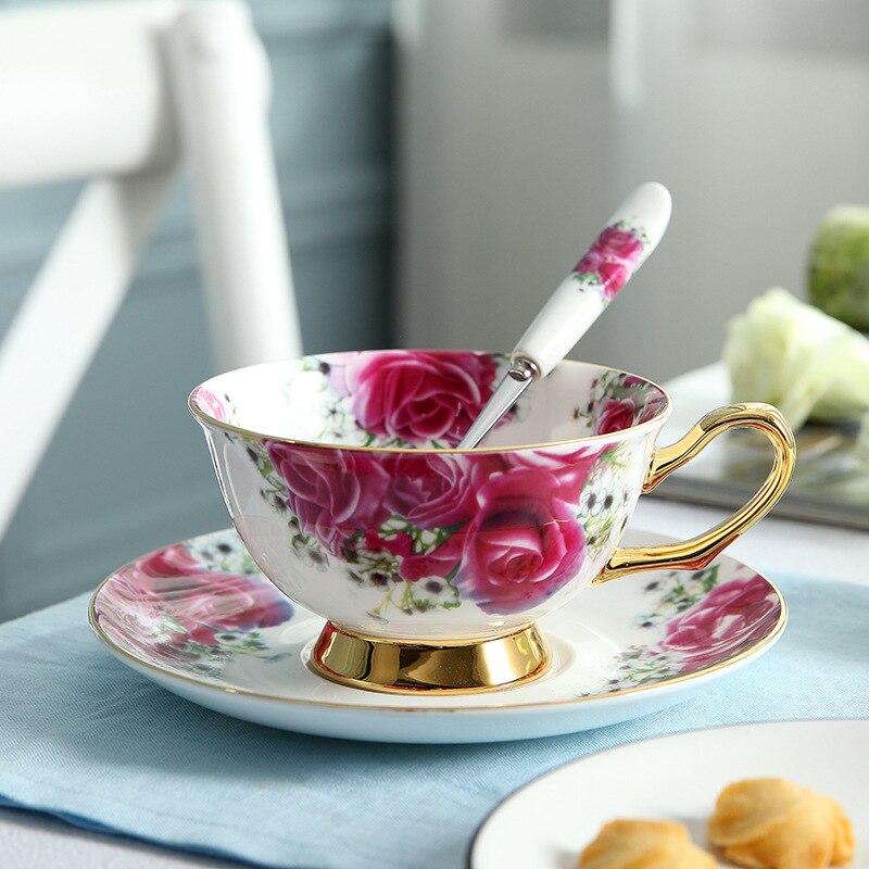 Benporslin porslin kopp och fat keramik enkel teservis moderna kaffekoppar tazas para café köksutrustning  yc50: Stil 2