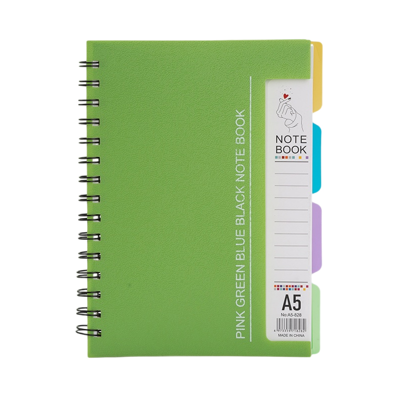 96-Sheet Spiral Notebook with 4 Divider Pages A4/A5 Sizes Lined Pages Blue Green Black Rose Wirebound Note Book: Red