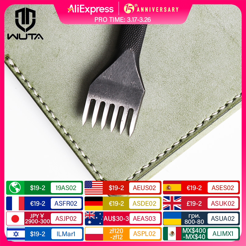 WUTA, 1 pieza, punta de diamante, cincel de cuero de hierro negro, herramientas de punzonado para artesanía de cuero, herramientas de costura disponibles de 3/4mm