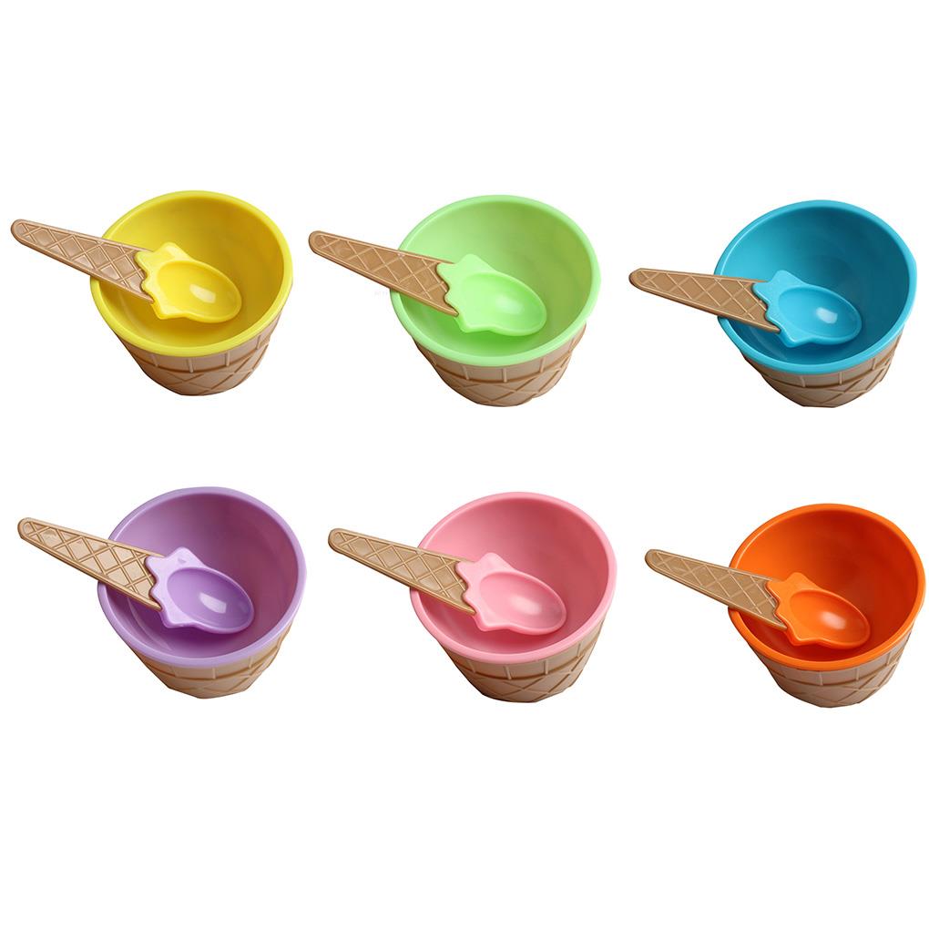 1Set Kids Ice Cream Bowl Spoon Set Durable Children Lovely Dessert Bowl DIY Ice Cream Tools icecream bowl+spoon