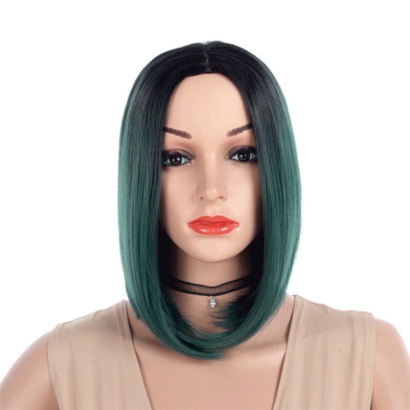 Msiwigs Twee Tonen Blonde Ombre Pruik Natuurlijke Afro Korte Steil Haar Synthetische Pruiken Voor Vrouwen Hittebestendige: Groen