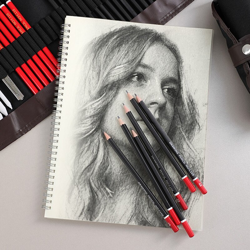 28Pcs Sketch & Drawing Art Tool Kit with Graphite Pencils, Charcoal Pencils, Paper Erasable Pen, Craft Knif