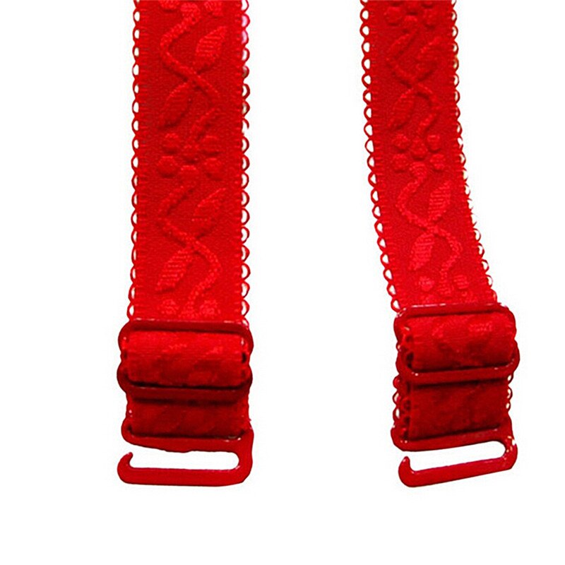1 Pair 34cm Slip Resistant Bra Straps Women Double Shoulder Elastic Bra Strap: red