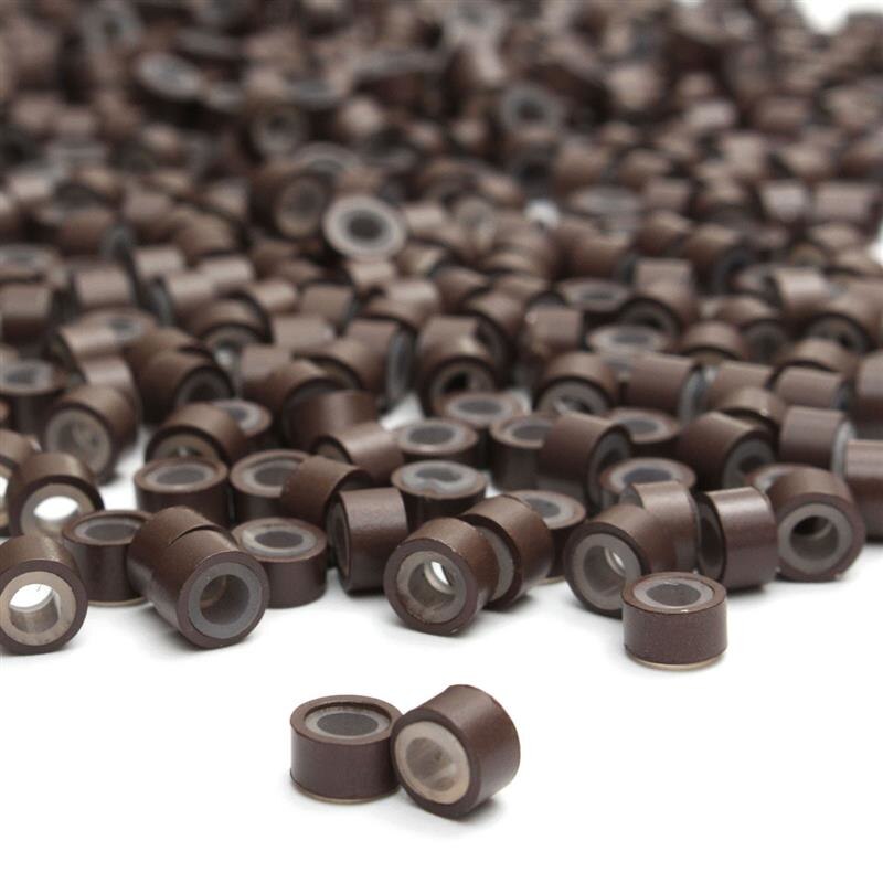 Microanillos de silicona para extensiones de cabello pluma, cuentas de conexión de silicona, herramientas, 5 colores opcionales, 500 Uds.