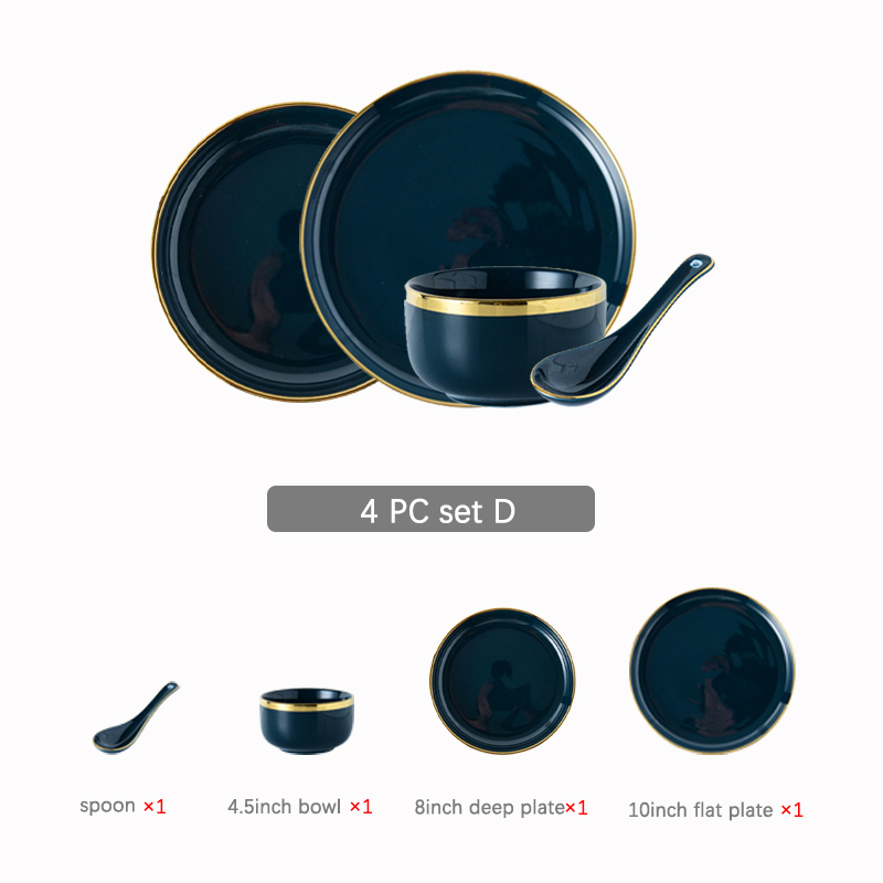 Plates Dishes Luxury Tableware Plate for Food Porcelain Kitchen Dish for Restaurant Party 1/2/4 Person Dinner Plates Set