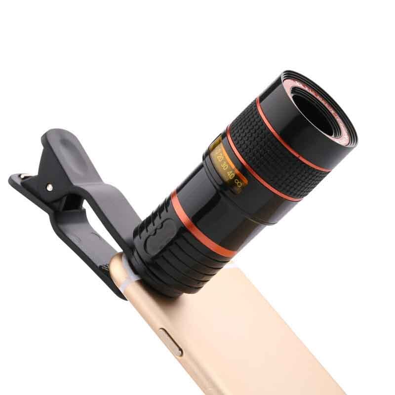 Portable 8X 12X mobile phone telephoto lens 12 times wide angle macro fisheye 3 in 1 mobile phone Camera lens telescope