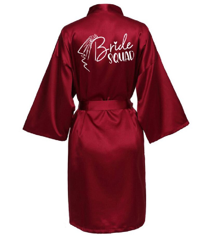 Bata de novia para equipo de de boda con letras negras, pijama de satén tipo kimono, albornoz de dama de honor SP036: XL / Caqui