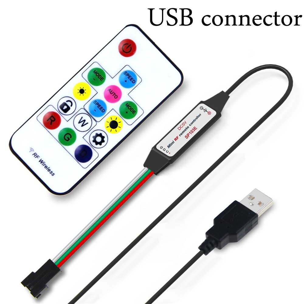 WS2811/WS2812B SATA DC USB Led RGB Pixel Controller 14key Remote Drahtlose RF IR Digitale Farbe Streifen Licht Controller DC5V-24V: USB connector