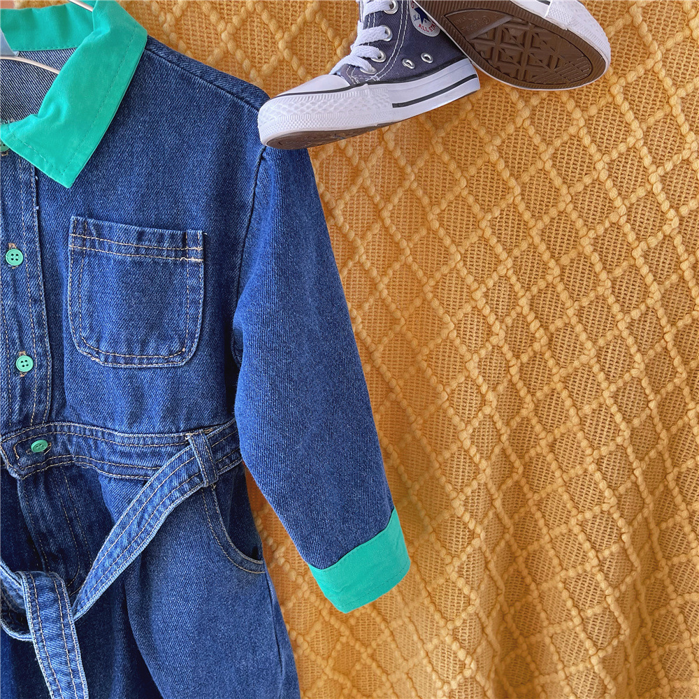 Mono vaquero de manga larga para niño y niña, Peto vaquero de , pantalones vaqueros para niño pequeño, ropa de otoño, novedad de primavera 2022