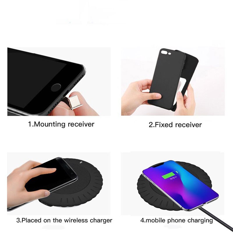 Prise en charge Qi chargeur sans fil adaptateur récepteur pour iPhone Samsung Galaxy xiaomi redmi récepteur bobine Micro USB type-c chargeur de téléphone