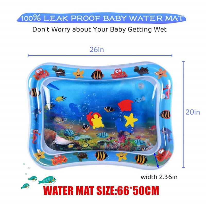 Stor baby vand legemåtte i 0 12 måneder småbørn, der kravler, leger liggende legetøj oppustelig vandpude til børn 66*50cm: Havmåtte
