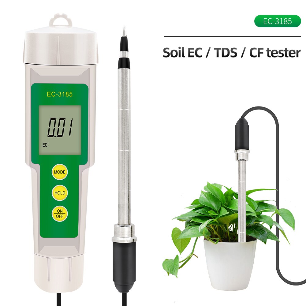 EC-3185 Soil Meter 3 In 1 Ec/Tds/Cf Bodem Tester Waterdichte Analyzer Voor Tuin Kas Teelt Landbouw laboratorium