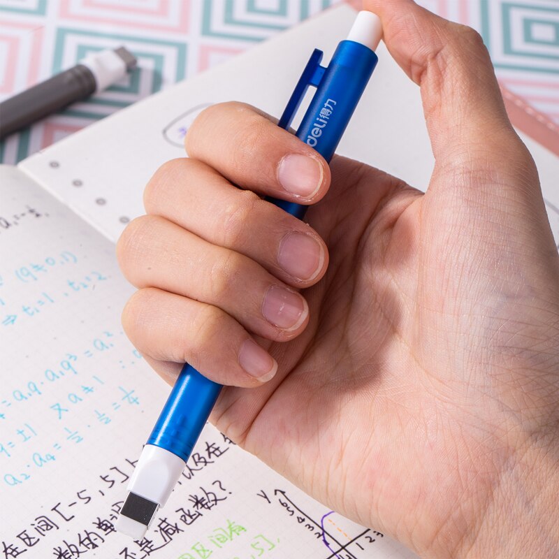 Deli Correction Supplies Pencil Rubber Retractable Press Eraser School Stationery Erasers for Kids writing 71098