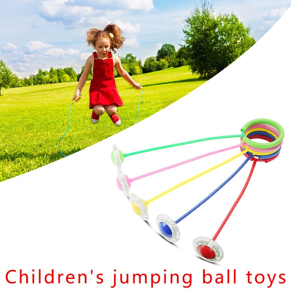 Bola de salto de juguete elástica para niños, juego de Yo, Anillo de pie luminoso, anillo de rotación