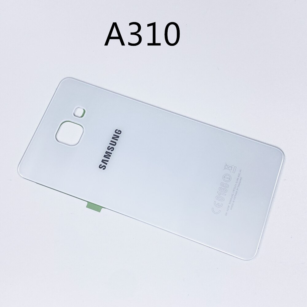 Do SAMSUNG Galaxy A3 A310 A5 A510 A7 A710 A9 A910 2016 powrót pokrywa baterii obudowa drzwi tylna szklana obudowa Shell naklejki samoprzylepne: A310 white
