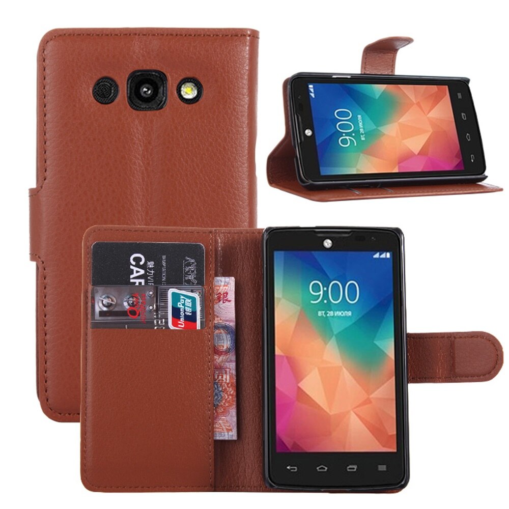 Para LG L60 X145 de lujo billetera cubierta cyboris para LG L60 Dual X147 caso tapa, lichi Funda de cuero de la PU con ranura para tarjeta titulares