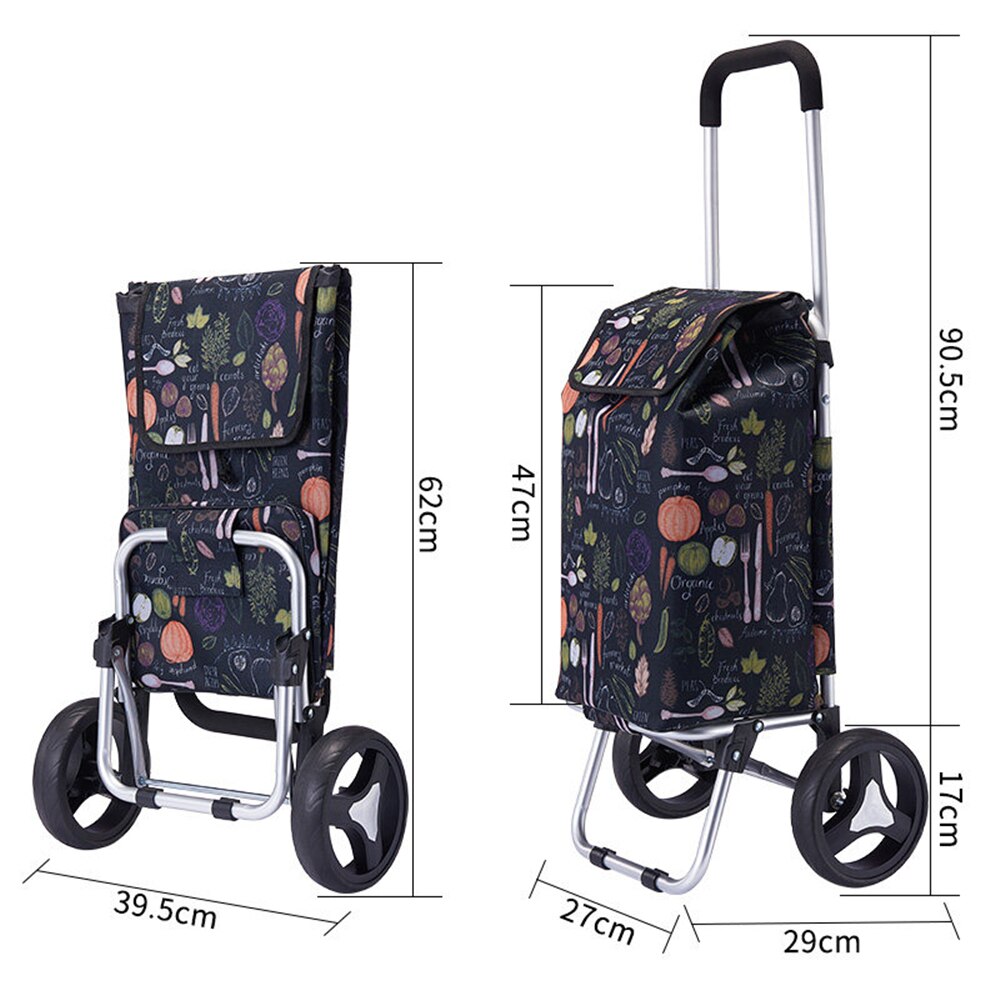 B-LIFE Folding Stair Climber Trolley Dolly Cart Groceries-Portable Shopping Bag for Old People Hand Truck with Wheels Waterproof