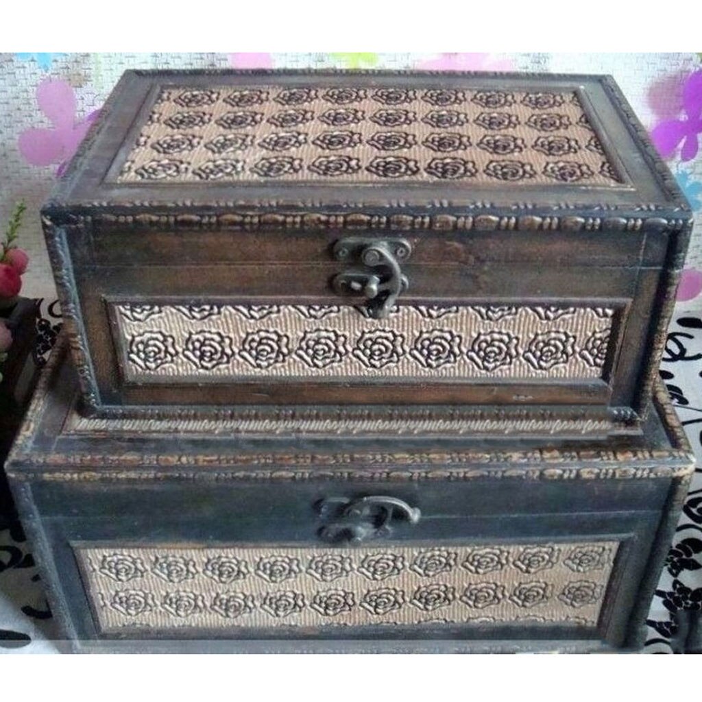 Sæt  of 5 zinklegering hornlås låsekrog hasp til træ smykkeskrinetui med skruer kombiner størrelse : 45 x 40mm