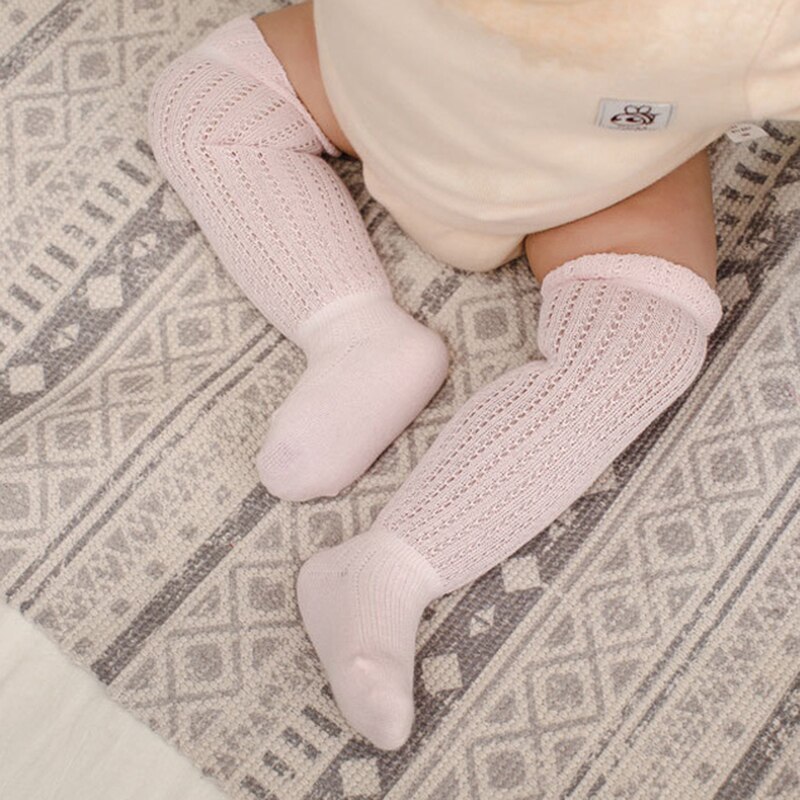 Spitze Rüsche Baby Knie Hohe Socken Einfarbig Sommer Weiche Atmungsaktive Baby Mädchen Socken Kleinkind Kleinkind Lange Rohr Socke Sokken