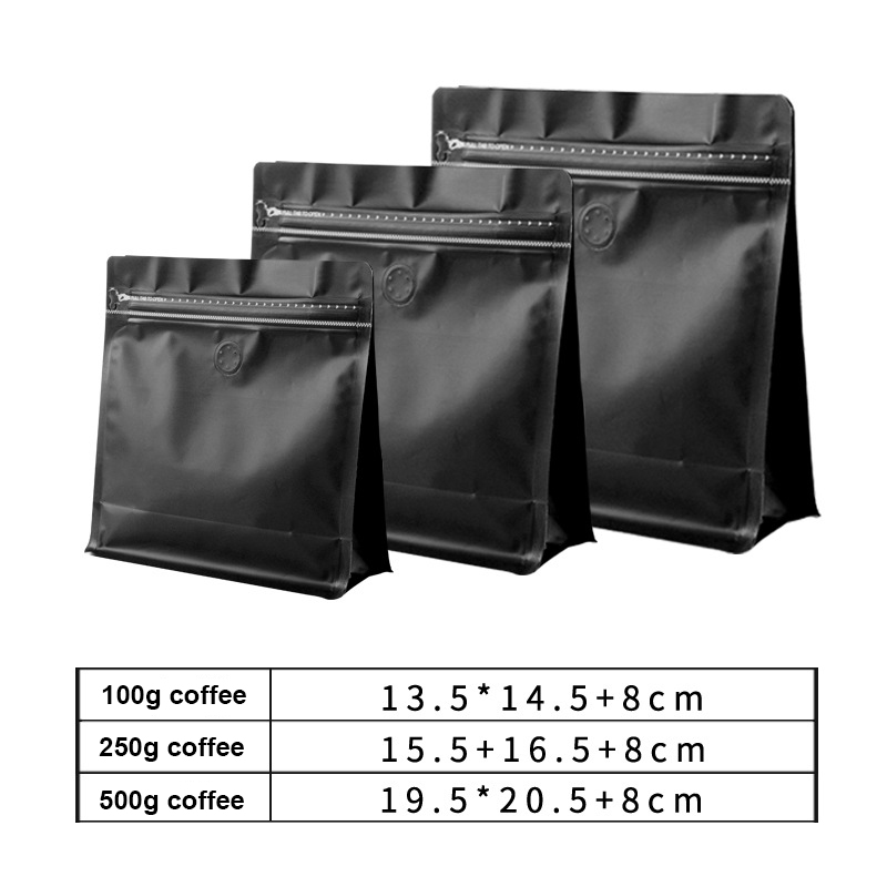 Lot de 20 sacs à café à valve épaisse, emballage de stockage de thé à domicile refermable, fermeture à glissière, sac debout en papier d'aluminium