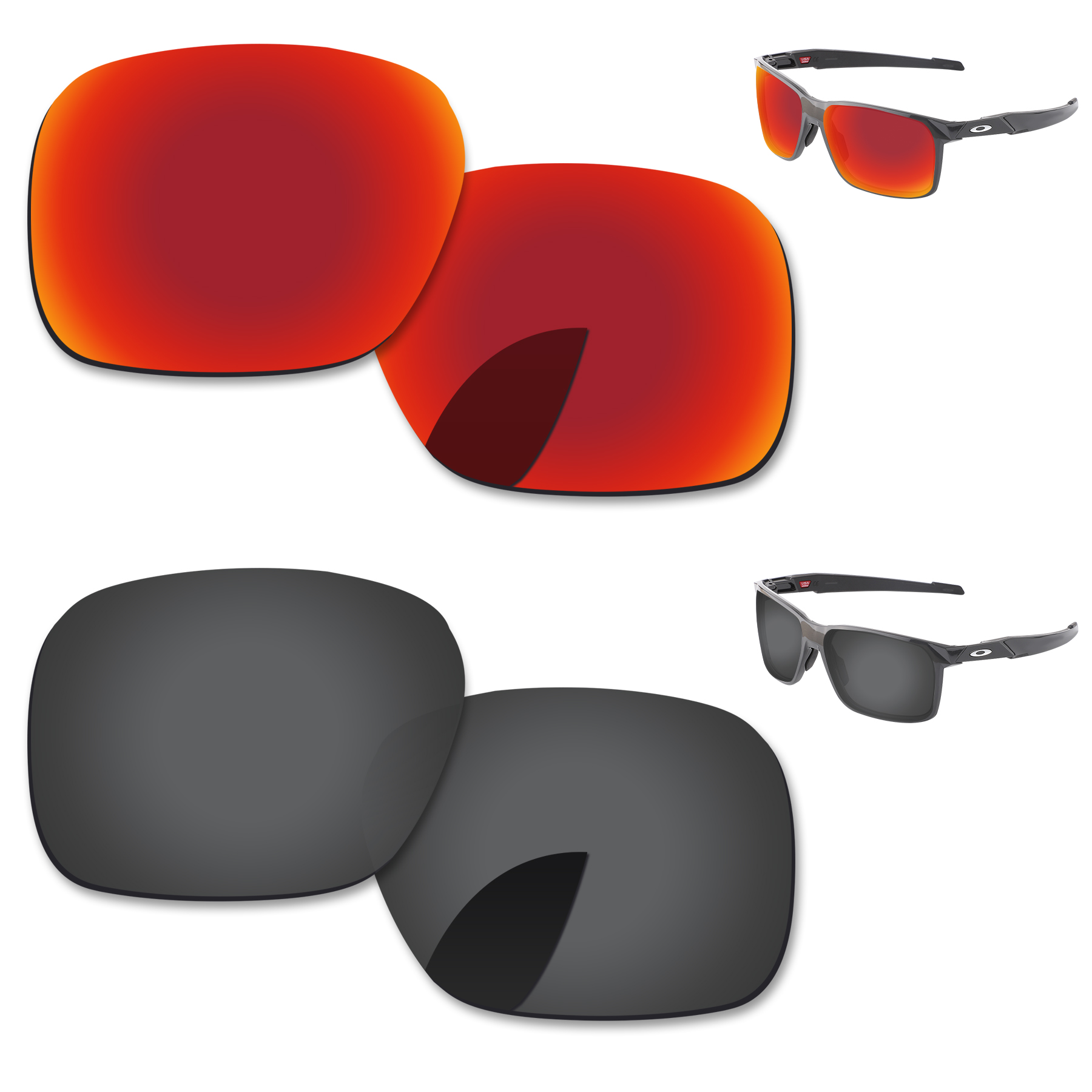 Alphax Vervanging Lenzen Voor-Oakley Portal X OO9460 Zonnebril Gepolariseerde-Meerdere Opties: 2 Pairs-Black-Red