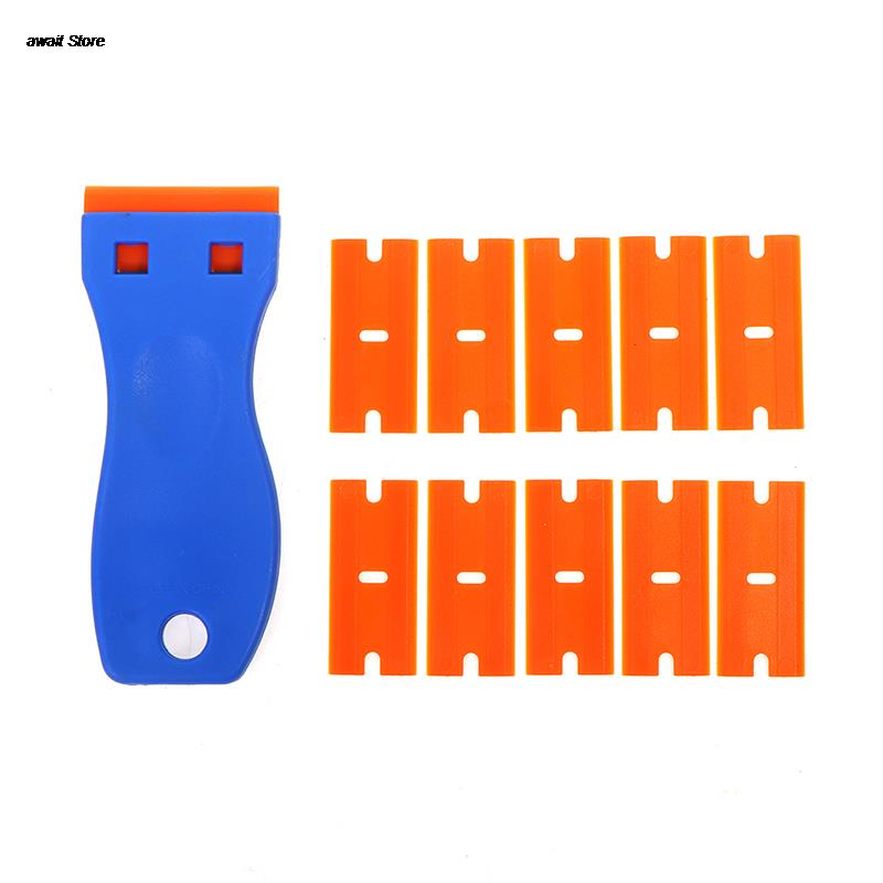 1.5 &quot;Plastic Scheermes Schraper Met 10Pcs Dubbele Randen Plastic Messen Voor Verwijderen Auto Labels Stickers Lijm Stickers op Glas Windows