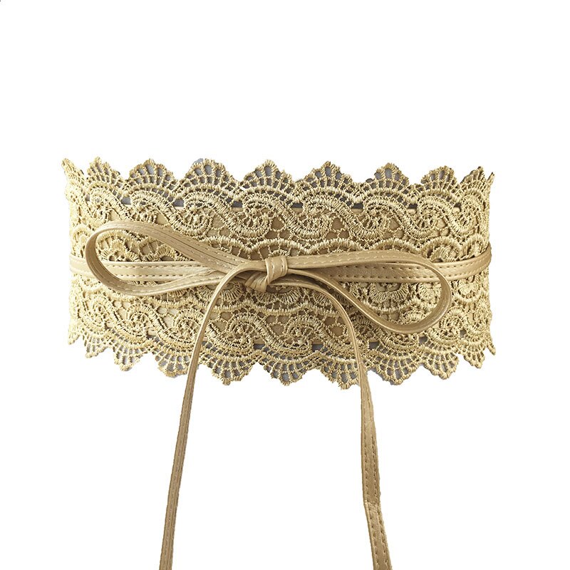 Badinka chaude noir blanc rouge large Corset fleur dentelle ceinture femme nœud papillon ceinture ceintures pour femmes robe de mariée ceinture: Gold