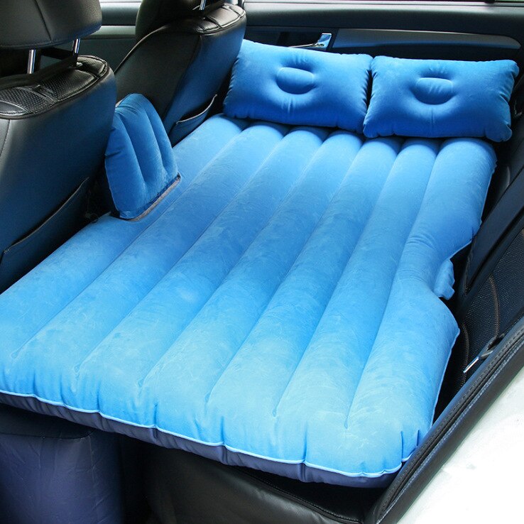 Automobile Inflatable Mattress Car Flocking Inflatable Bed Travel Bed Universal Car Interior Accessories: Blue